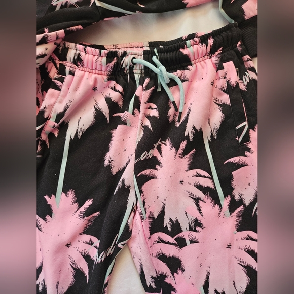 Conspriacy By Wesc Unisex Black And Pink Palm Tree Design Sweatsuit Size M/L - Picture 16 of 16